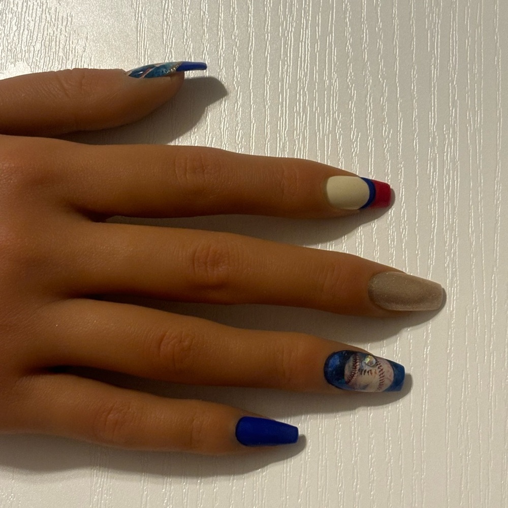 Baseball themed press on nails